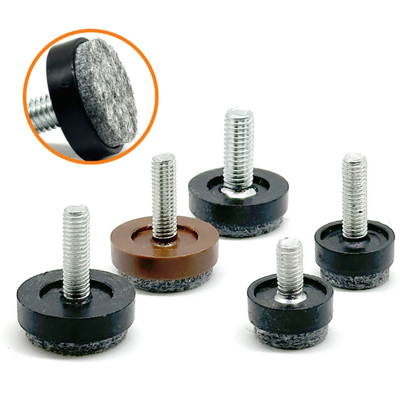 4/8/12/16pcs Felt Adjustable Foot Pads Round Furniture Leg Screws Anti Slip M6 M8 Table Chair Cabinet Balance Feet Pads