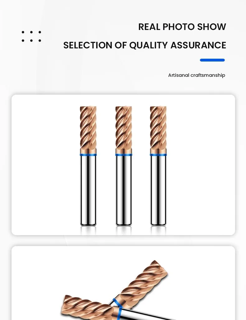 Azzkor 6f fräser farb ring beschichtung wolfram stahl karbid flach boden fräser für cnc mechanische werkzeuge TGB-HRC58 – Detail 16