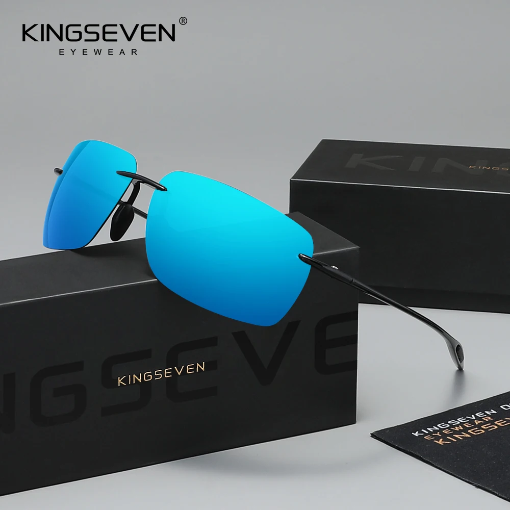 

Солнцезащитные очки KINGSEVEN без оправы, поляризационные, UV400, для мужчин, для вождения, ультралегкие, прямоугольные, безрамные, модные очки для женщин, для рыбалки