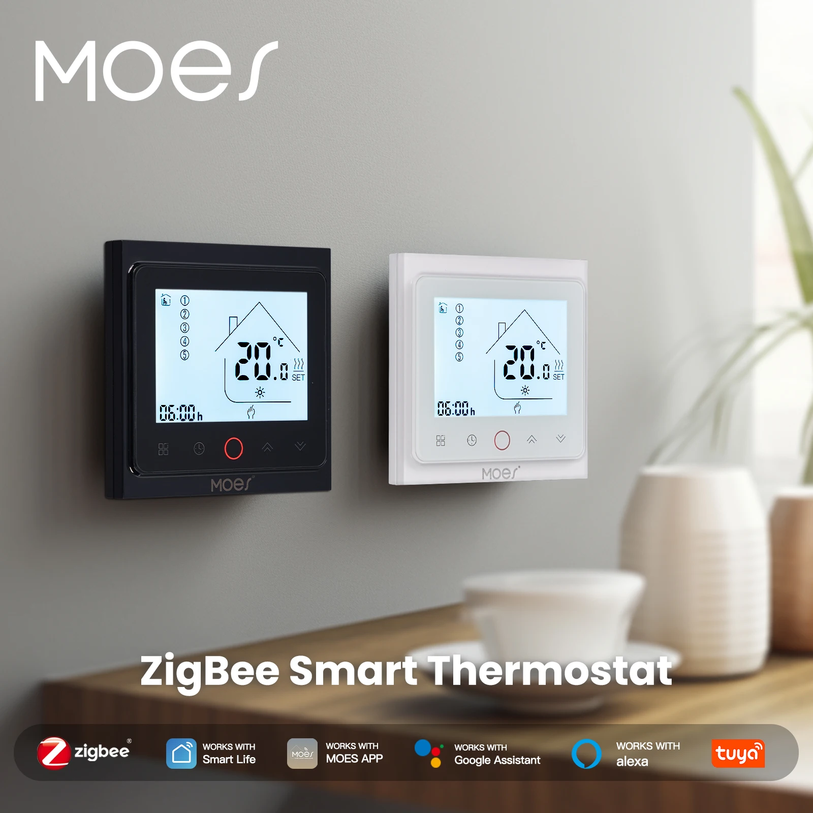 

MOES ZigBee Smart Thermostat for Water/Electric Floor Heating & Gas Boiler, Tuya Alexa Google Home Compatible, Room Temp Control