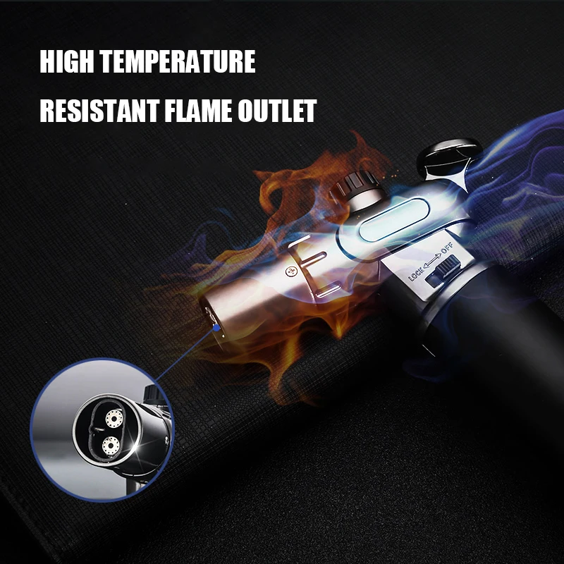 HONEST 1300C Gun Single Double Fire Switchable Fixed Lock Adjustable Flame Size Lighter Gadget