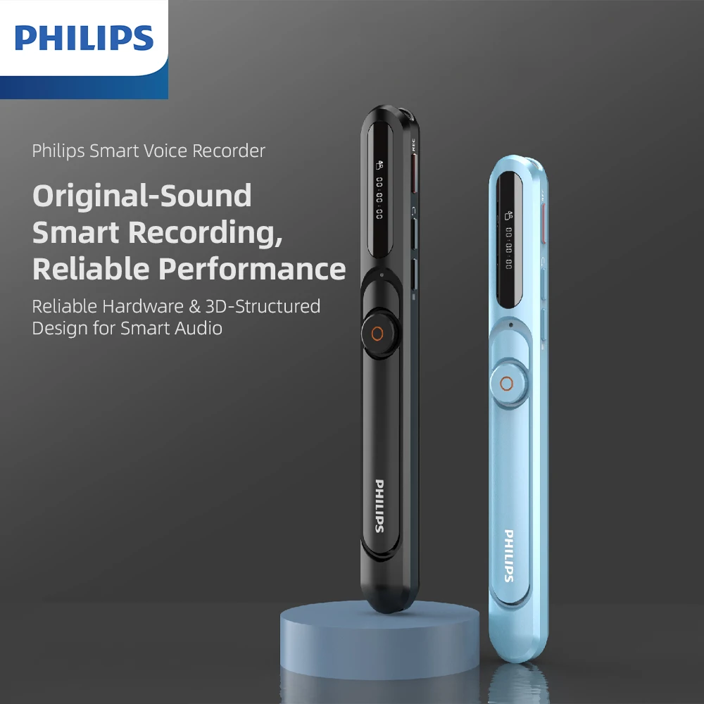 Philips VTR5150PRO Digital Voice Recorder Portable Smart Noise Reduction HD MP3 Player Sound Recorder Pen for Teaching Meeting