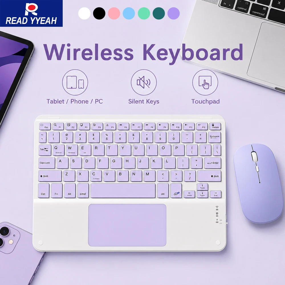 Portable Rechargeable Bluetooth Keyboard With Touchpad Low Latency Wireless Typing Keyboard Silent Keys For Daily Office Outdoor