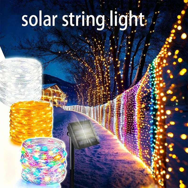 Solar String Lights LED Waterproof Copper Wire Fairy Light Decor for Outdoor Garden Tree Party Wedding