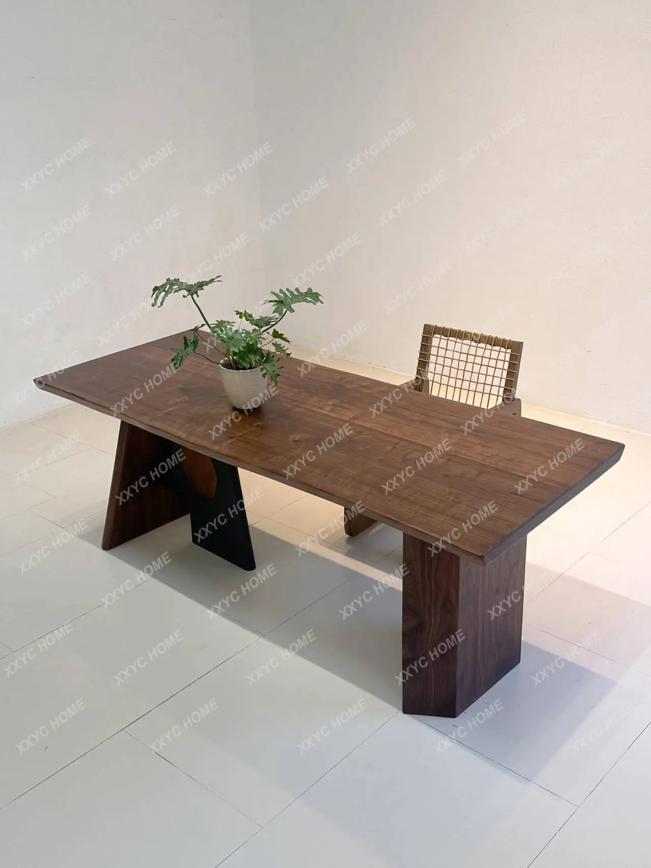 

Book desk and chair combination solid wood desk home study large board table