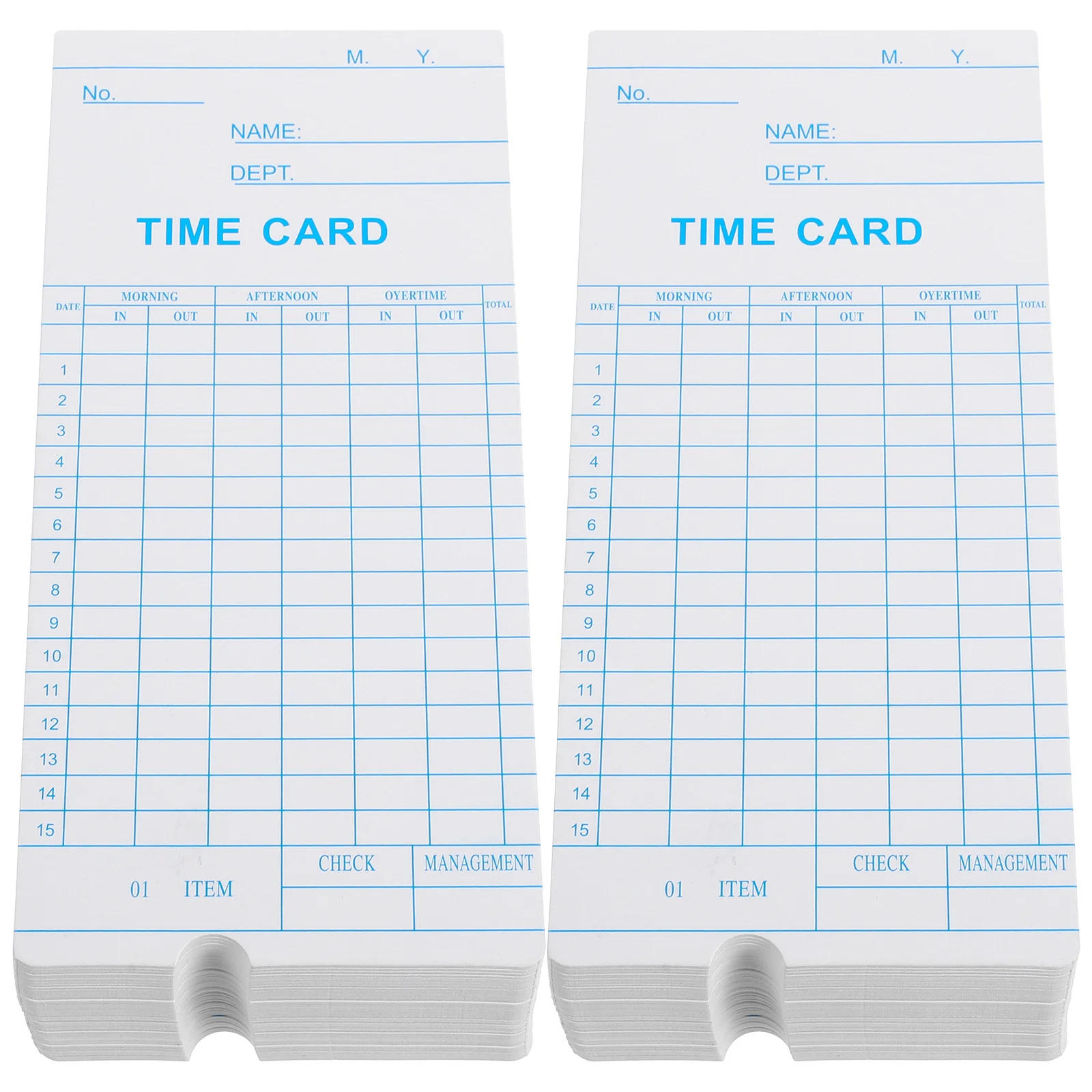 Feuille de cartes de temps de présence, 100 pièces, papier Double face, utilisation au bureau, cartes de poinçonnage hebdomadaires pratiques de haute qualité pour les employés