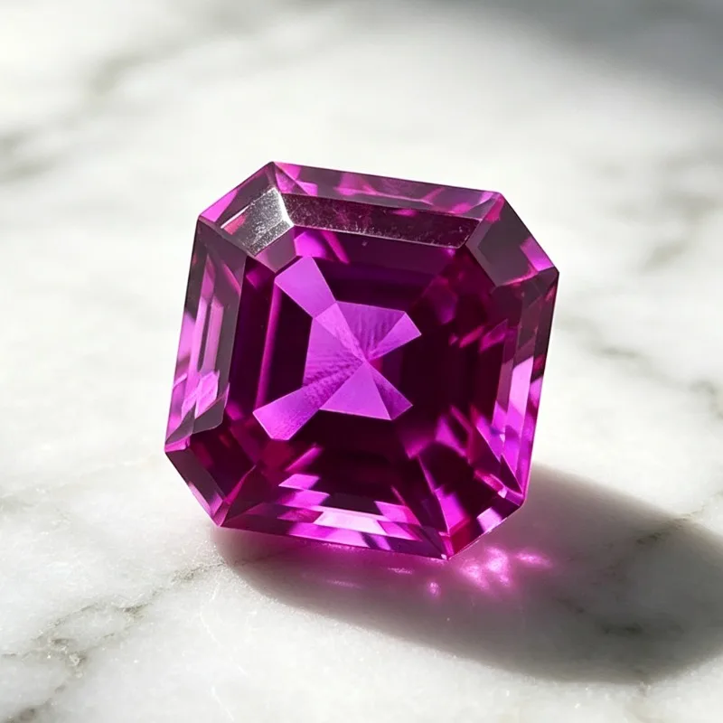 Hochwertiger Laborgezüchteter Saphir in Pink, Asscher-Schliff, Edelstein für DIY-Schmuckherstellung, Hauptmaterialien wählbar, Zertifikat erhältlich. – Detail 4