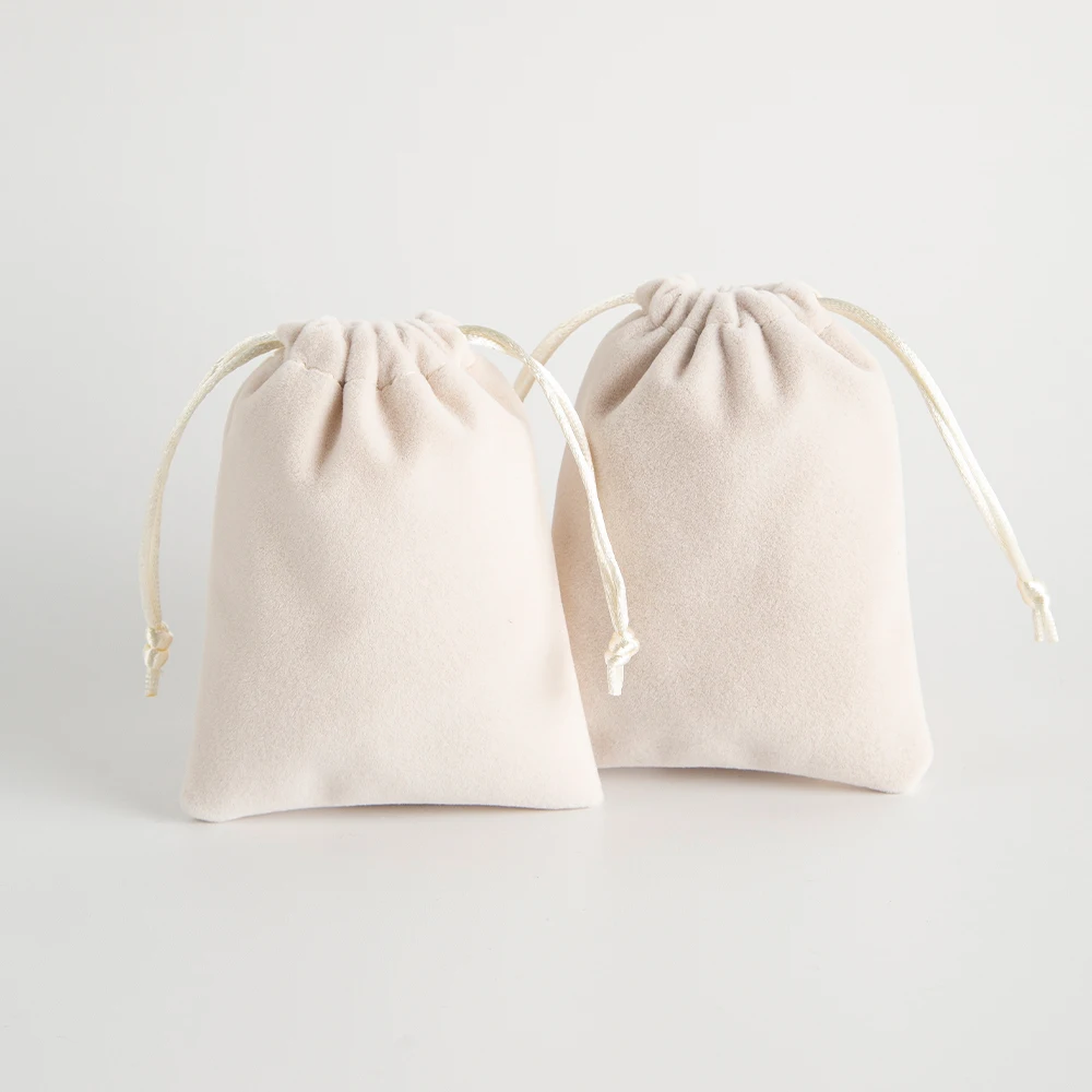 5pcs Luxury Pink Velvet Drawstring Pouch Set