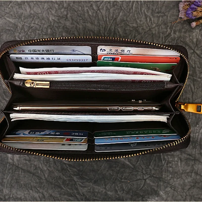 2024 New Vintage Women's Wallet Long Genuine Leather Wallets Women Purses For Ladies Handmade Embossed Woman Card Holder