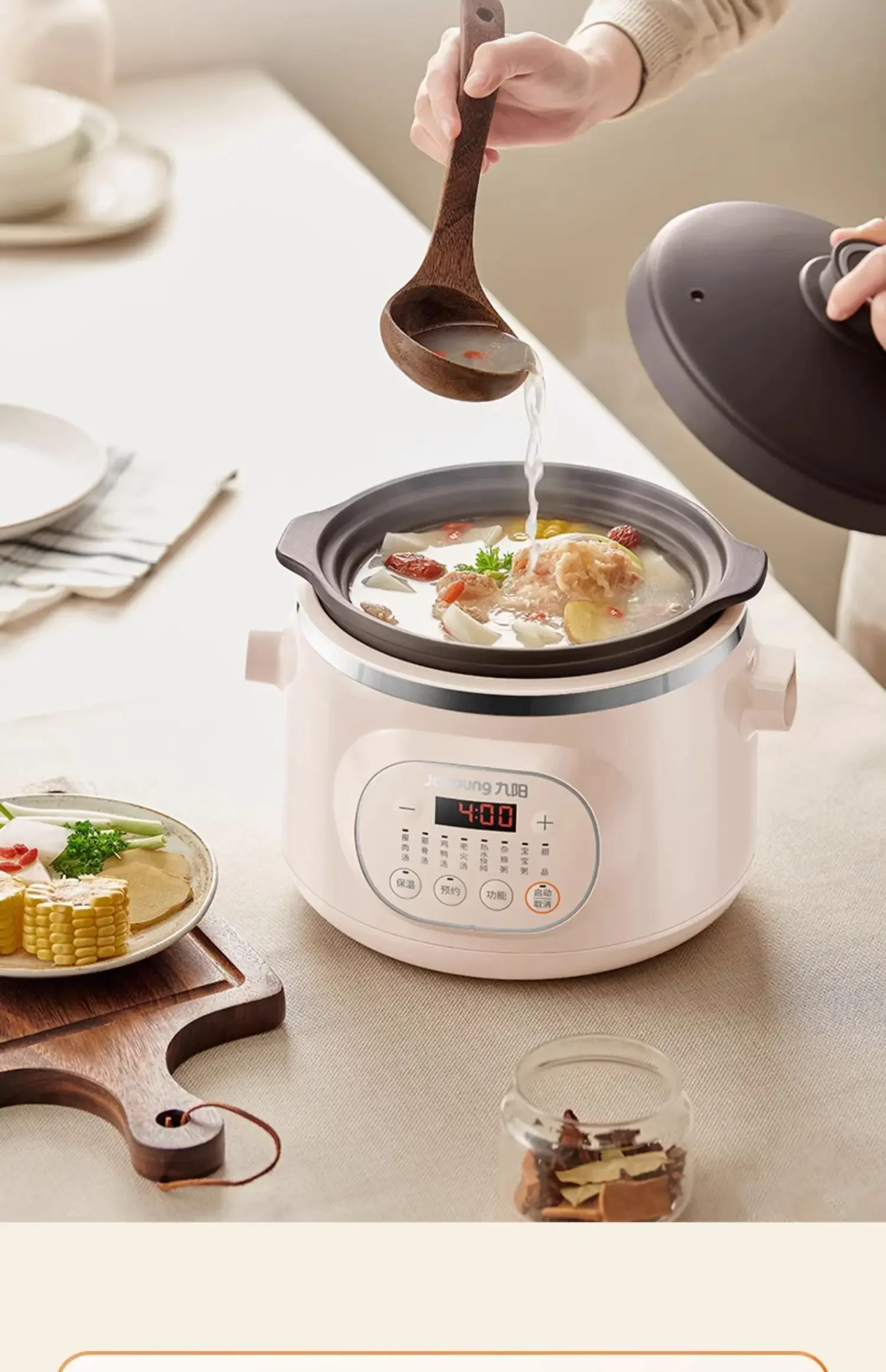 220V Home Health Nine Yang Electric Stewpot, Ceramic Purple Clay Soup Pot, Special Electric Sand Pot for Soup Stewing