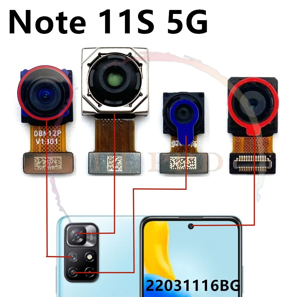 Front Back Camera For Xiaomi Redmi Note 11S 108MP Rear Backside Selfie Frontal Facing Camera Module Flex Cable Note11S