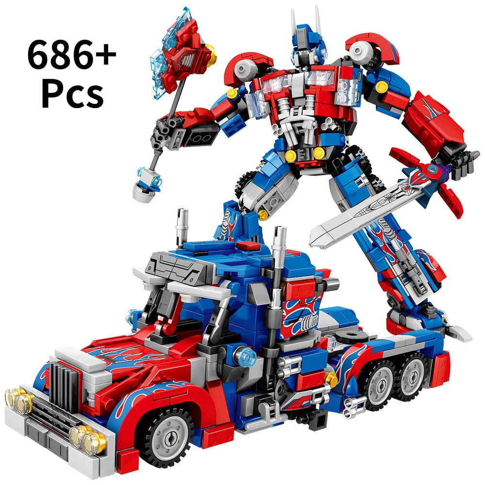 Robot Building Toy Set, 2 in 1 Transforming Robot Building Kit, Construction Truck Blocks Toys for Boys Age 6+ Year Old