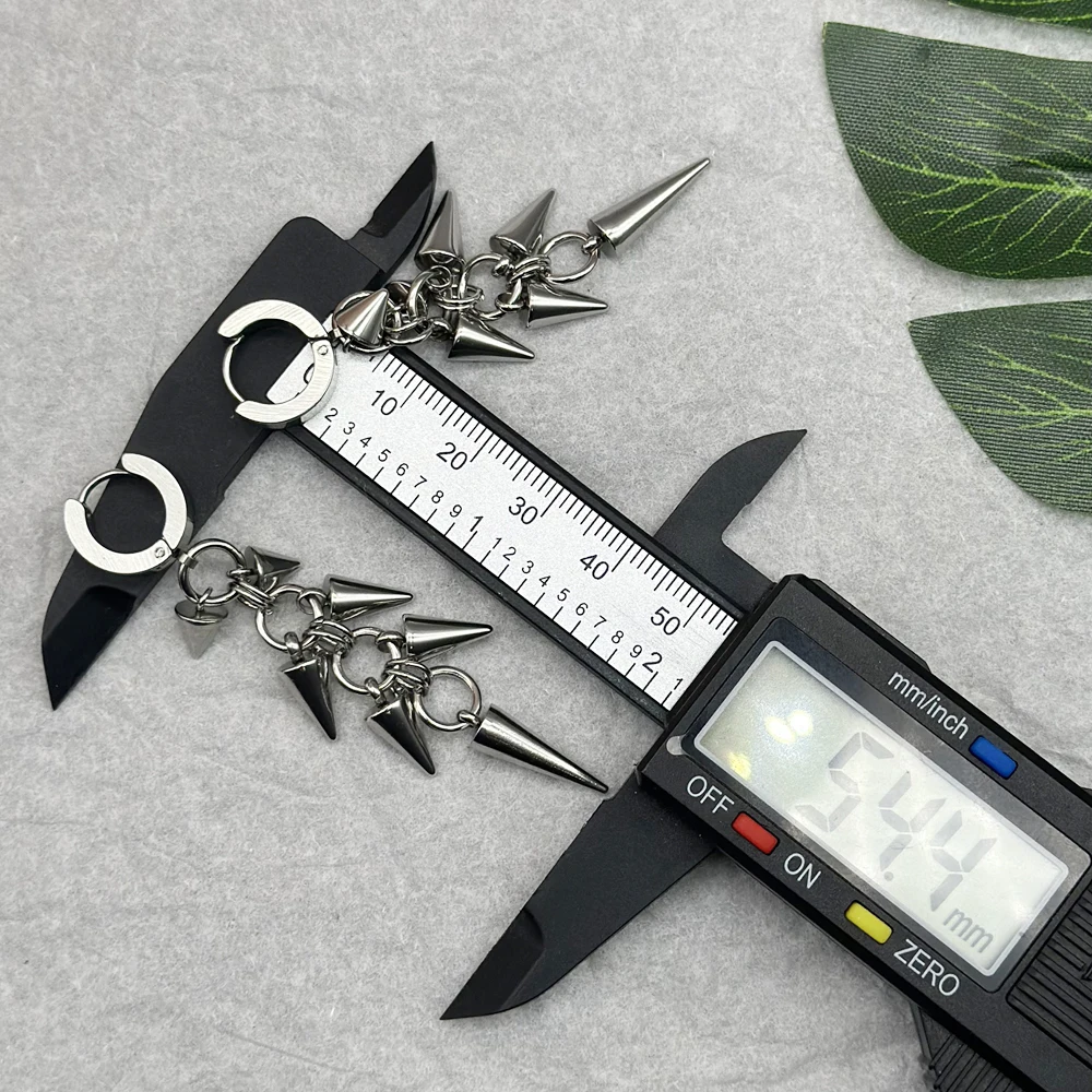 Gothic Punk Stainless Steel Spike Rivet Dangle Earrings Handmade Grunge Aesthetic Hip Hop Earrings for Women Men Unisex Jewelry