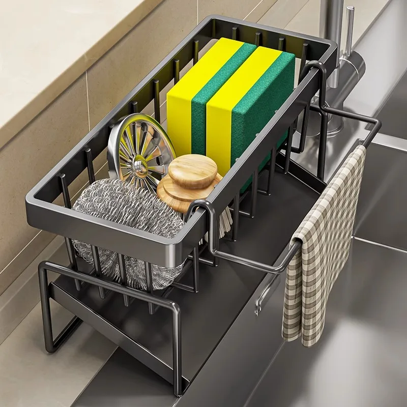 

Kitchen tools storage rack sink rag drain rack faucet sink Dish washing detergent steel ball storage rack artifact