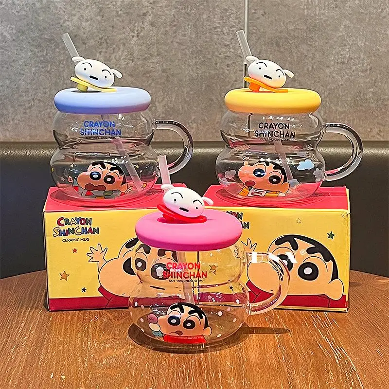 

650 мл Kawaii карандаш Шин-Чан аниме периферийные устройства Nohara Shiro мультфильм стекло бытовая соломенная чашка чашка для питьевой воды подарок на день рождения