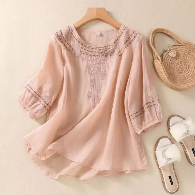 

Casual Cotton Sports Suit for Men Embroidered Retro Sle Comfortable Seven Sve T-irt And orts Autumn Season Wear