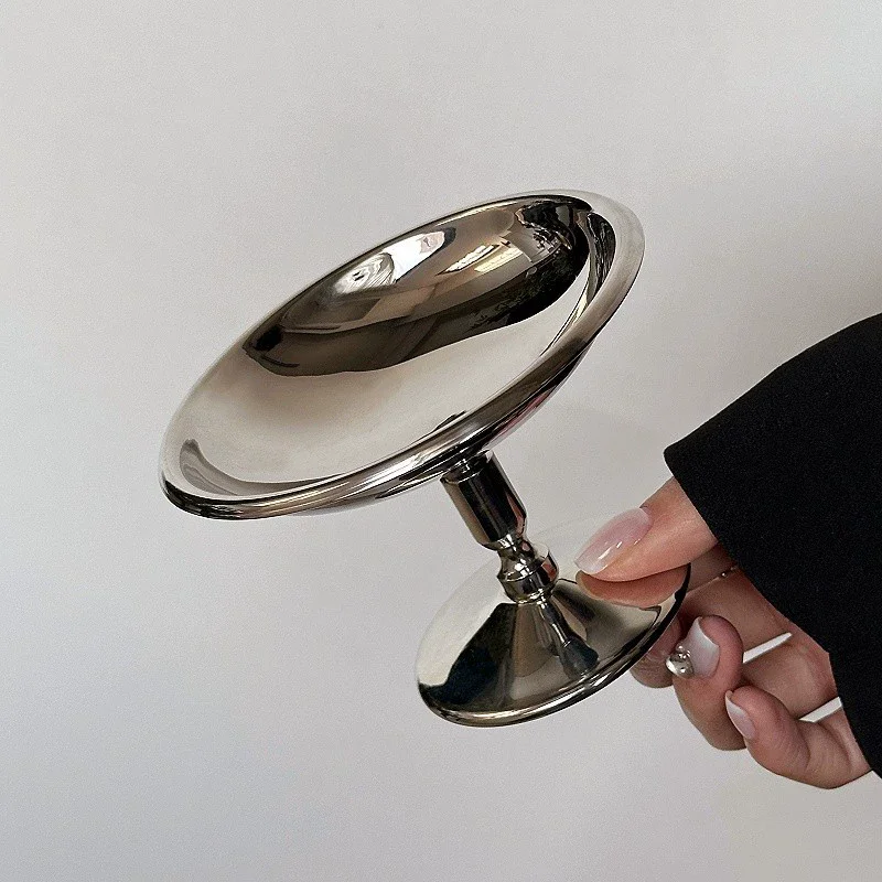 304 Stainless Steel Dessert Cup Ice Cream Cups Salad Goblet Retro High Base Bowl for Fruit Yogurt Snack Dish Bar Dinnerware