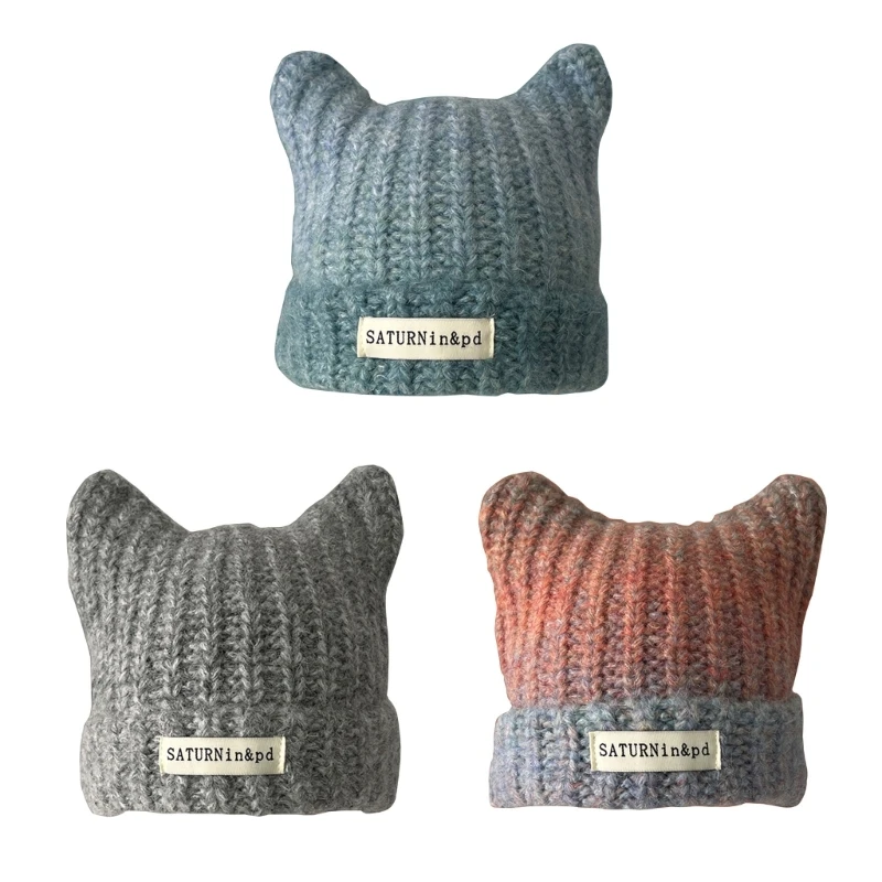 Little Devil Beanie with Cat Ear Detail Fashionable Autumn and Winter Headwear for Women and Girls