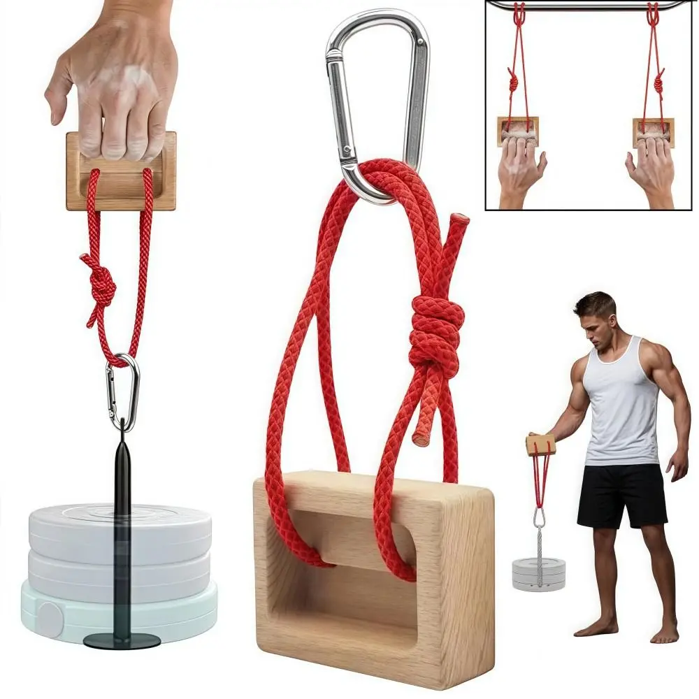 Wooden Climbing Hangboard Sturdy Portable Grip Blocks Dual Depth Dual Pocket Finger Strength Trainer Power Forearm Training