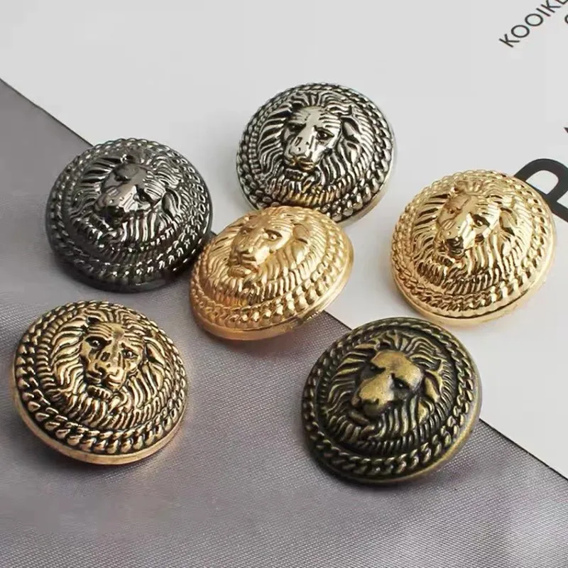 20 sztuk/partia moda metalowa głowa lwa przycisk brytyjski styl College Retro garnitur płaszcz wiatrówka koszula ręcznie szyte guziki Decorativ