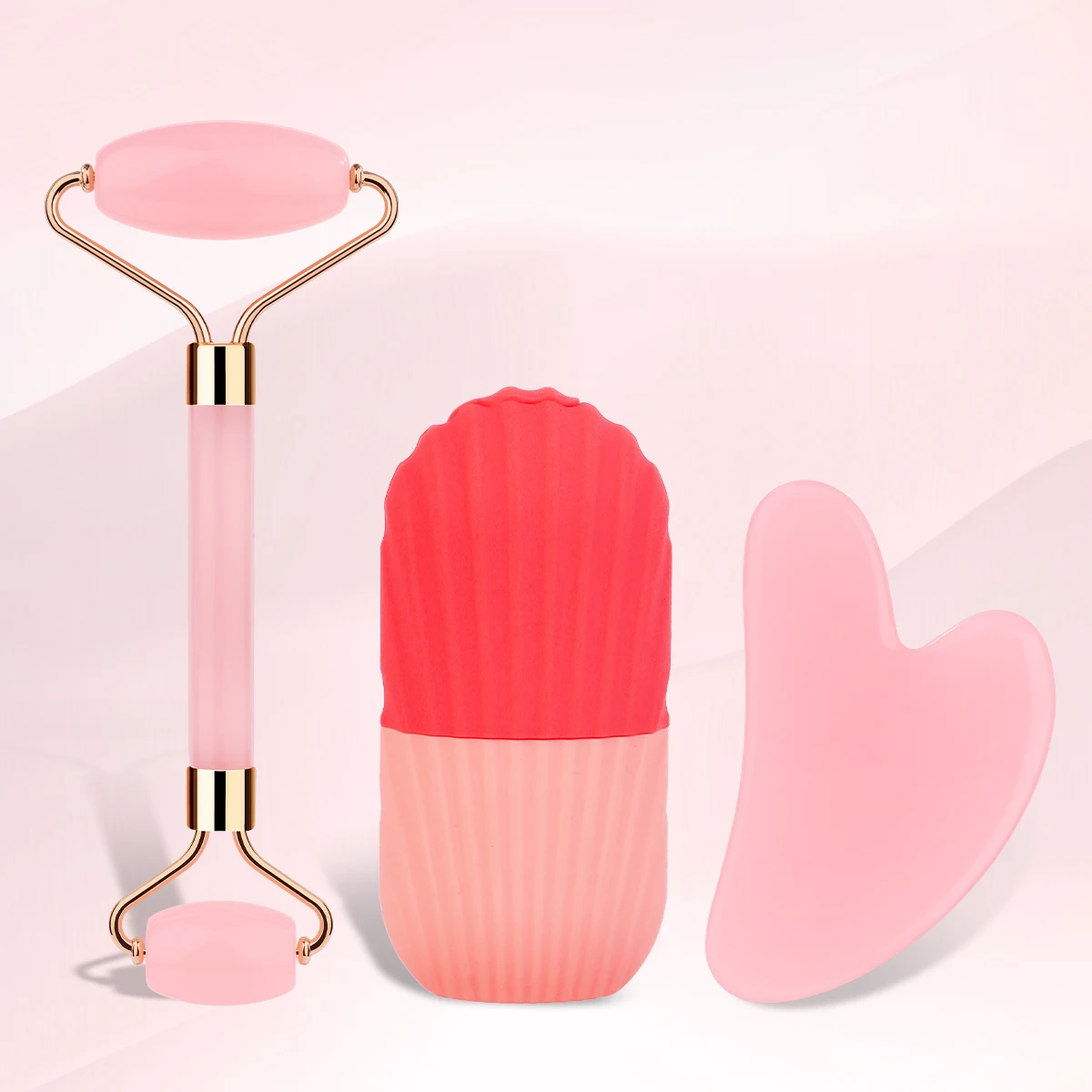 3-częściowy przenośny zestaw do masażu twarzy, uniwersalny, bezbateriowy, odpowiedni do codziennego masażu pielęgnacyjnego skóry.