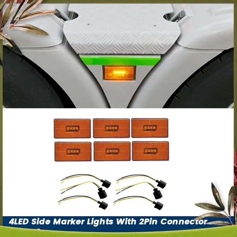 

Portable 6Pc 4LED Side Marker Lights 2052119 For Scania 5 6 Series P R Cabs G T S Series With 2Pin Connector Amber Indicator Lam