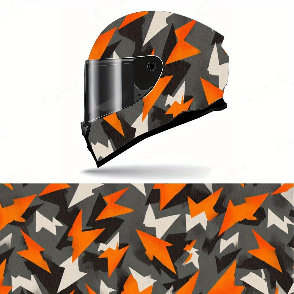 

Abstract Futuristic Geometric Edgy Tech Inspired Full Helmet Wrap Sticker Motorcycle Helmet Racing Graphic Decal PVC Self Waterp
