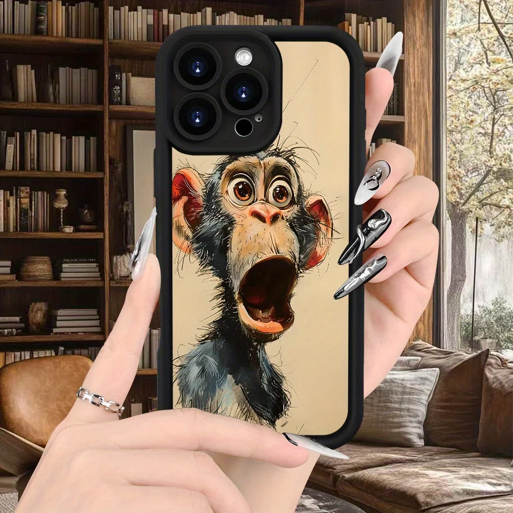 

Cute cartoon monkey patterns phone case for iPhone 16 15 14 13 12 11 Pro/ Max/Plus shock-proof rear cover anti-fingerprint