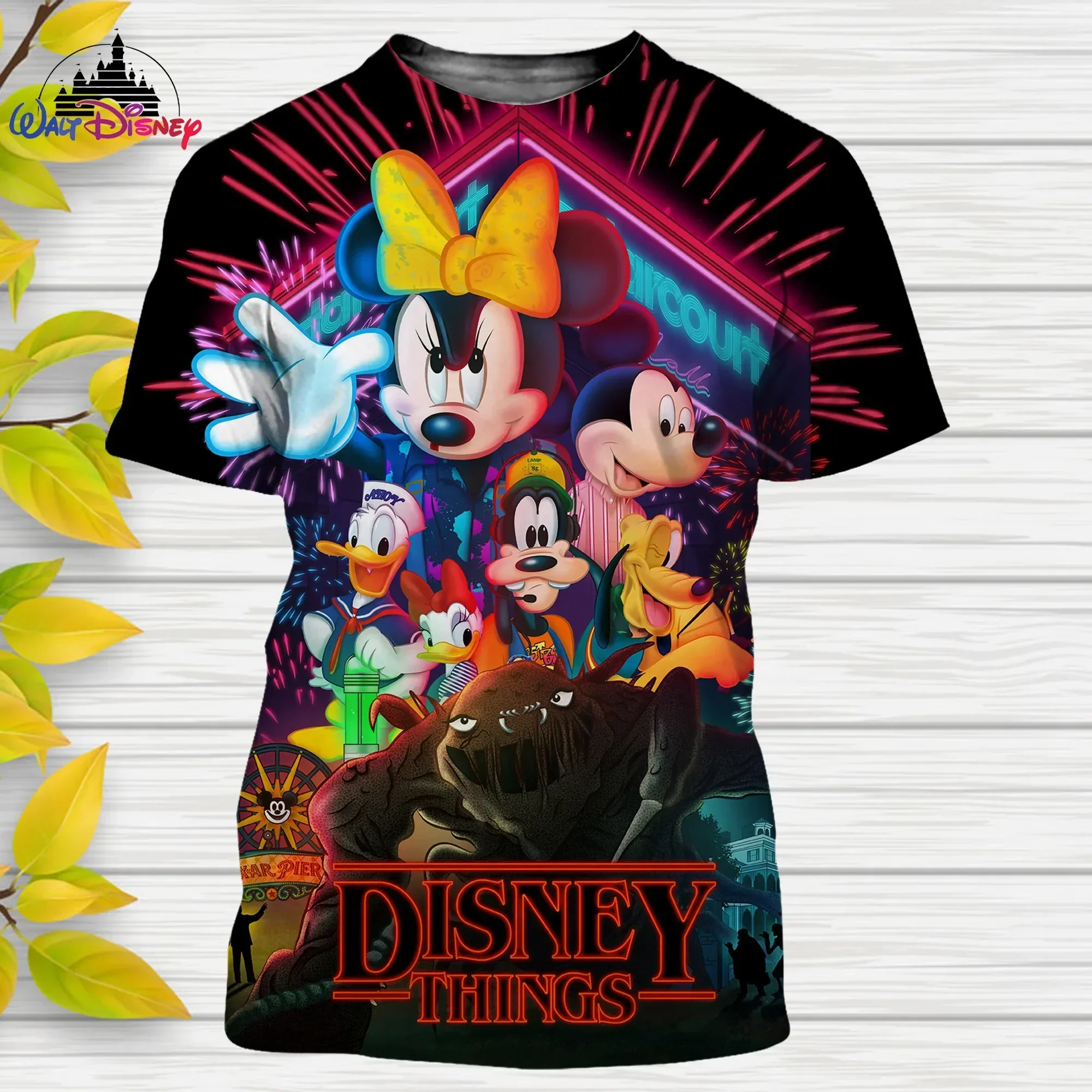 Dsiney Mickey Mouse and Minnie Mouse 3D Print T-shirt Casual Short Sleeve Streetwear Tee Tops