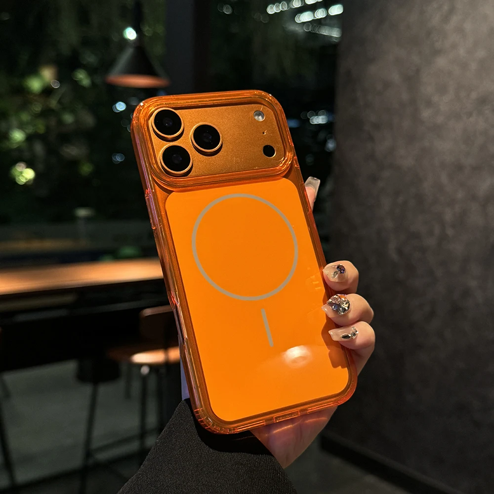 أحدث حافظة مغناطيسية قصيرة لهاتف آيفون 17 برو ماكس MagSafe شحن لاسلكي غطاء مضاد للسقوط ومضاد للصدمات لهاتف آيفون 17 برو