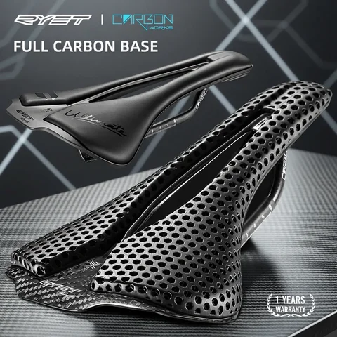 Bike Saddle Carbon Road RYET 3D Printed Bicycle Saddle Ultralight 120g Carbon Saddle 250x140mm Bike Seating for MTB Gravel Road Bike Seat Cycling parts