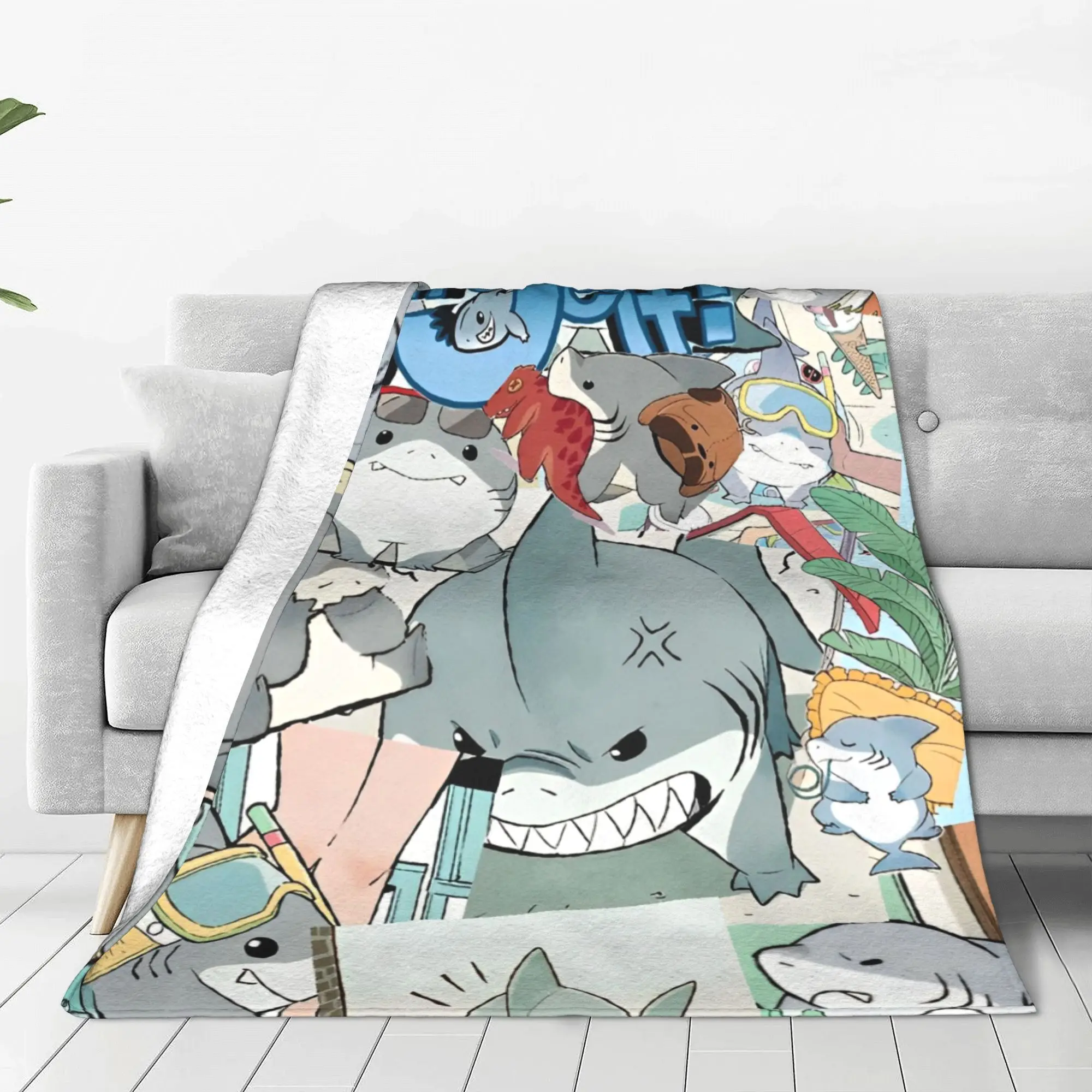 Marvel-Rivals Jeff the Land shark Blanket PVP Video Game Plush Vintage Warm Throw Blanket Home Restaurant Textile Decor Couch