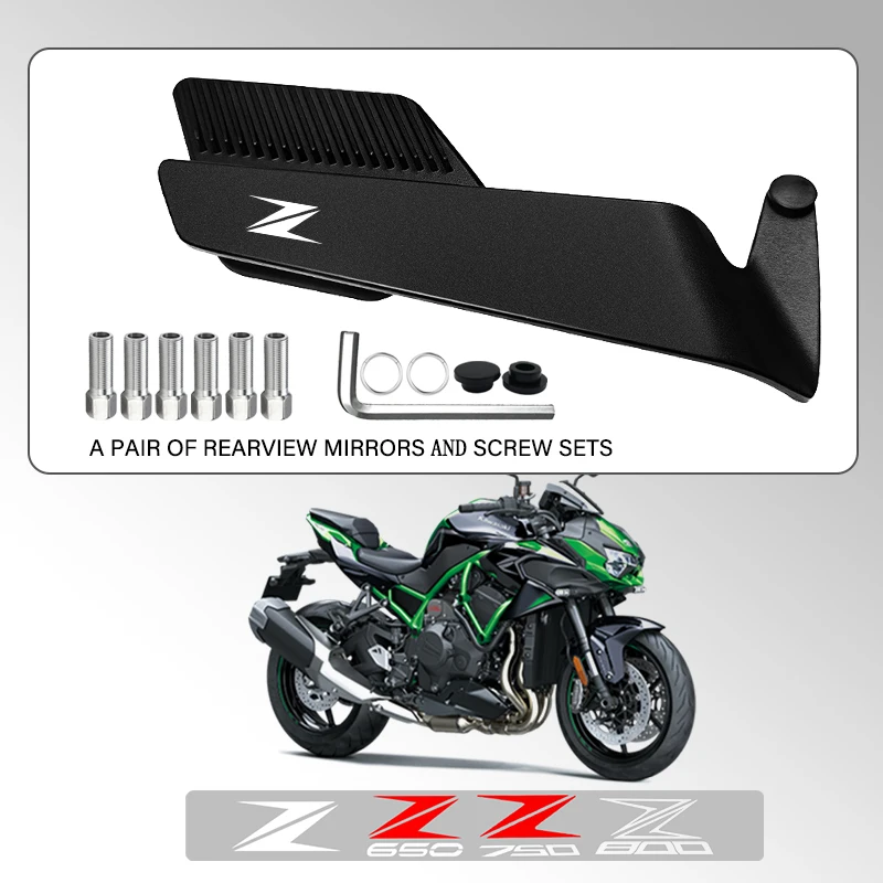 Track Certified Wide-angle Motorcycle Fixed Wind Wing Rearview Mirror For KAWASAKI Z Z400 Z900 Z800 Z750 Z650 Z300 zzr Z900 Z800