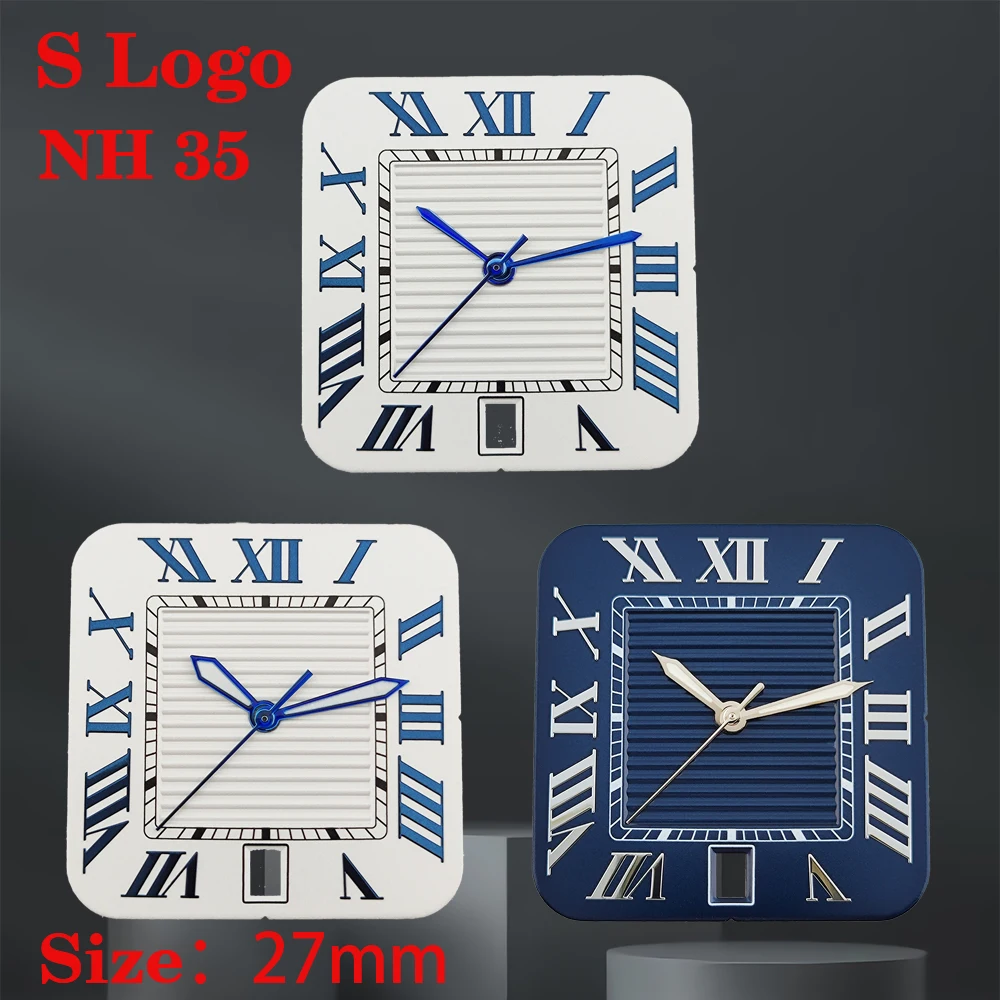 

NH35 S mark dial Santos dial inner plate stripe retro square dial square case, suitable for NH35 movement watch accessories