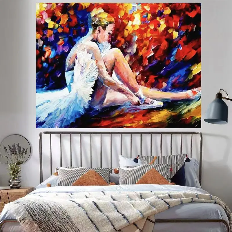 VIKAMA Impressionist Figure Art Wall Tapestry, Colorful Oil Painting Printed Wall Hanging, Home Decor for Room Walls