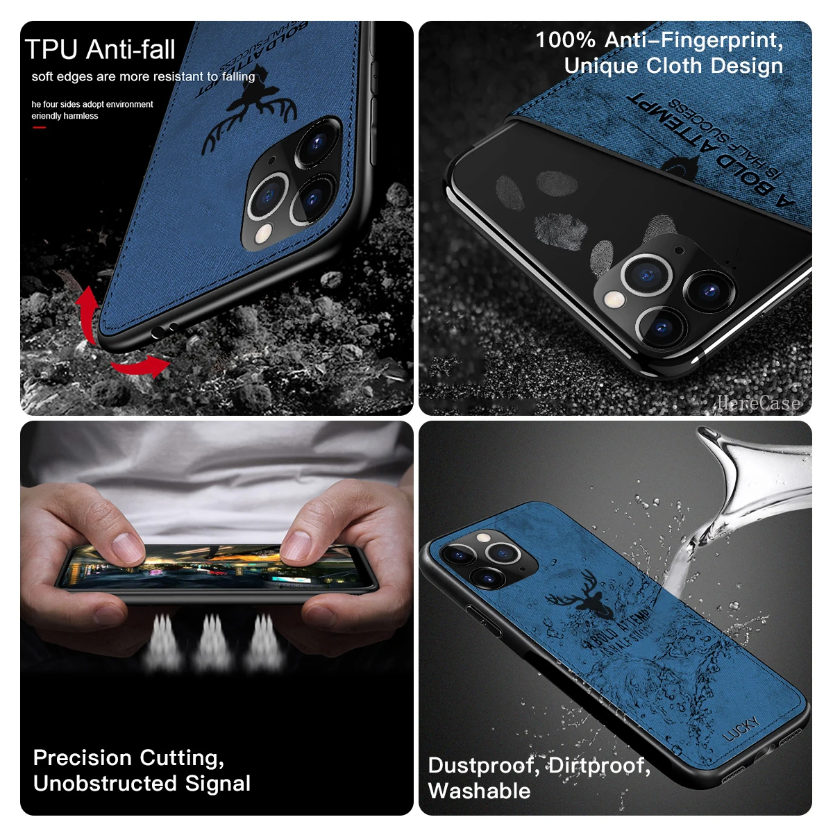 Magnetic Shockproof Cloth Texture Phone Case For iPhone 12 11 Pro XS Max XR 5 5S SE 6 6S 7 8 Plus X Deer Dual Layer TPU Cover