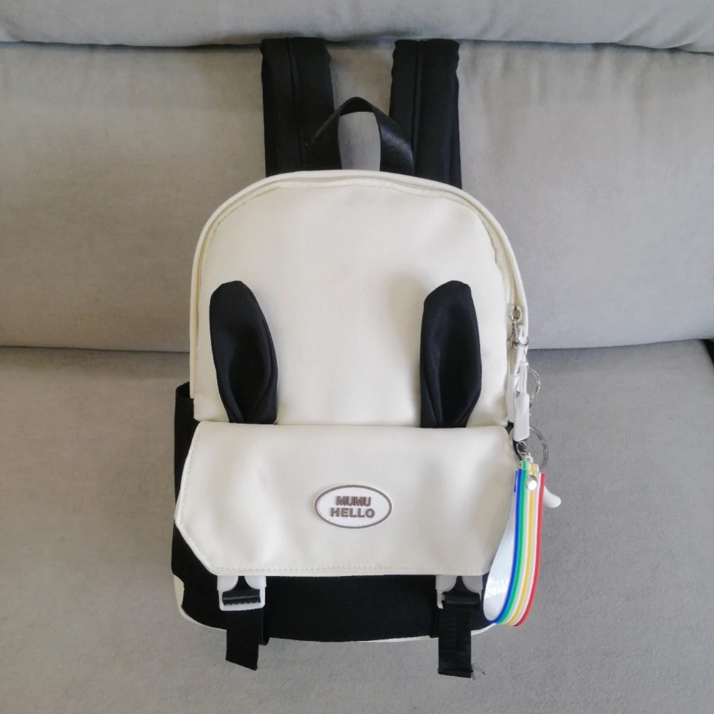 Embroidered New Cute Rabbit Ear Macaron Forest Style Multi-Layer Kindergarten Backpack Customized Children's Name Gift Package