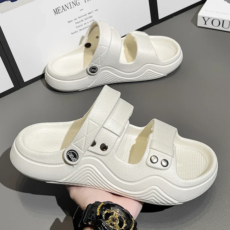 

Slippers for Men Summer Soft Sole Thick-Soled Flip-Flops Sandals Versatile Home Bathroom Non-Slip Beach Shoes