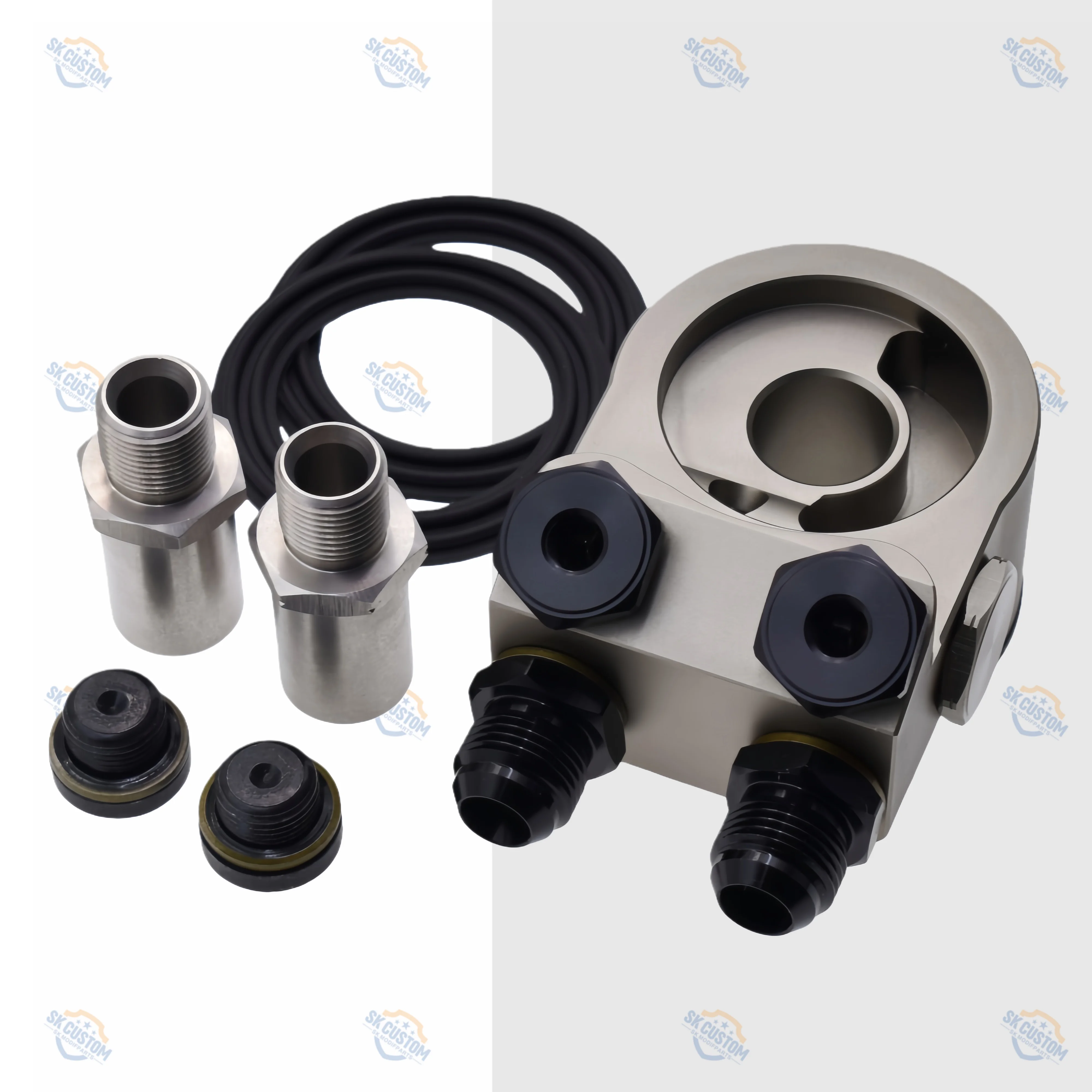 SK CUSTOM Engine Thermostatic Cooling Adapter Filter Sandwich Panel GT86 BRZ AN8 AN10 Forged Aluminum Alloy