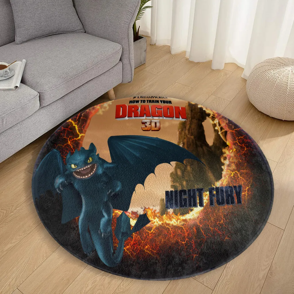 

Rug Bedroom Bathromm Circular Carpet Train-Your-Dragon Children Bedroom Living Room Cartoon Floor Mat Doormat Decor Cartoon