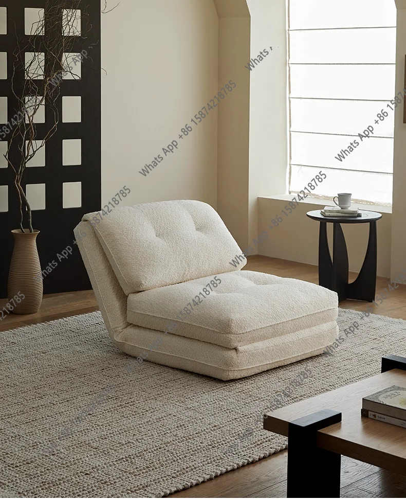 

Light luxury high-end designer single sofa living room reclining and sleeping lamb wool small apartment sofa chair