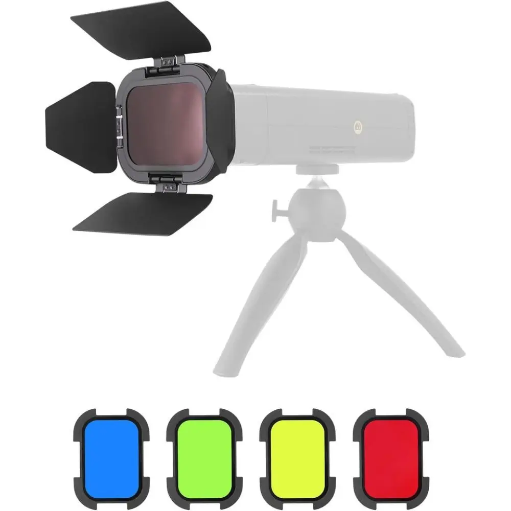 

BD-07/BD-07 II Barn Door for AD200Pro/AD200Pro II Pocket Flash with detachable honeycomb grid 4-color gel filters