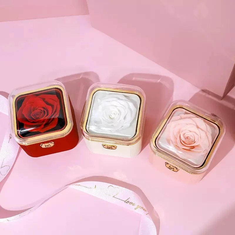 Personalized Jewelry Rotating Rose Box Custom Names Necklace Pendant Chain Wife Valentine's Anniversary Present nniversary gift