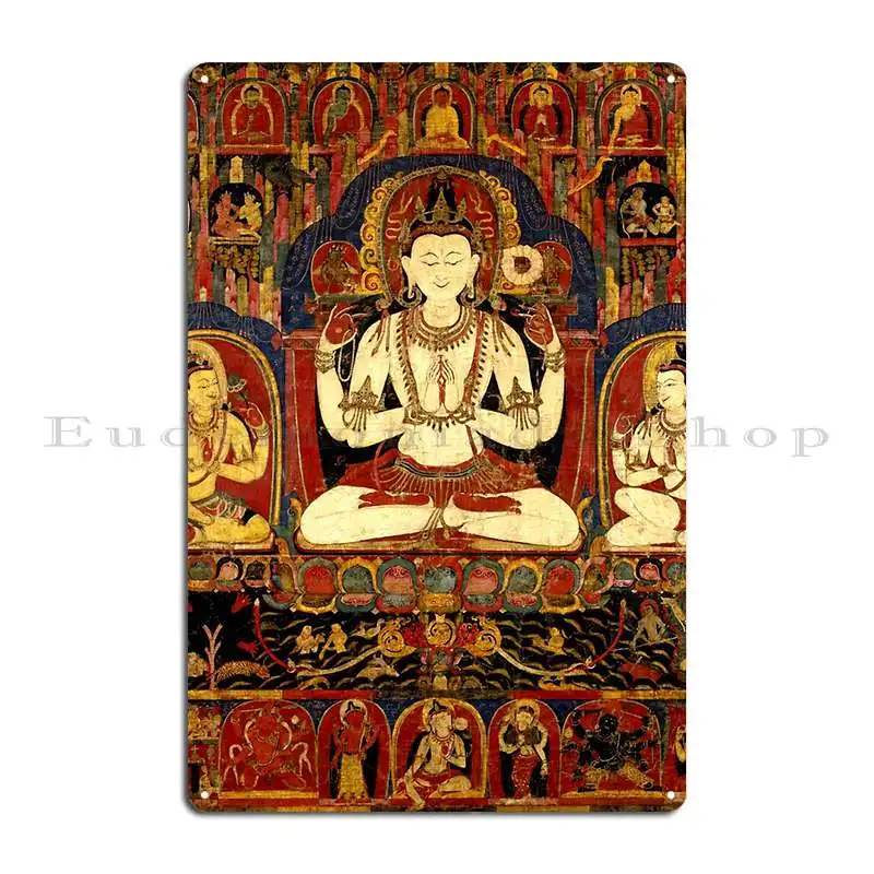 Shadakshari Avalokiteshvara Metal Plaque Poster Club Customize Cinema Wall Decor Party Tin Sign Poster