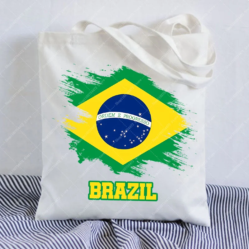 

National Flag Pattern Printed Handbags Casual Accessories Cute Canvas Tote Bags Fashion Storage Pouch Book Bag Fan Birthday Gift