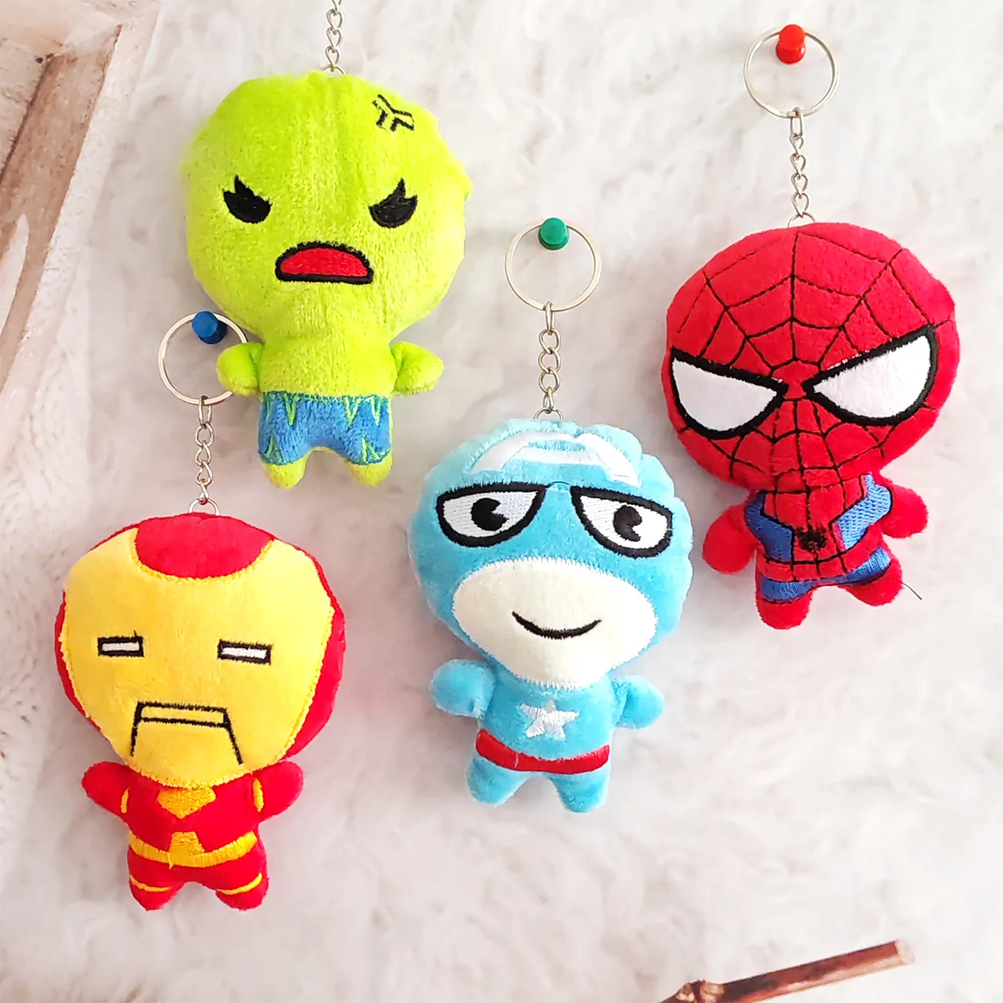 New model Spider-Man Captain America Iron Man Hulk Plush Keychain Fur Doll Toys For Birthday Present