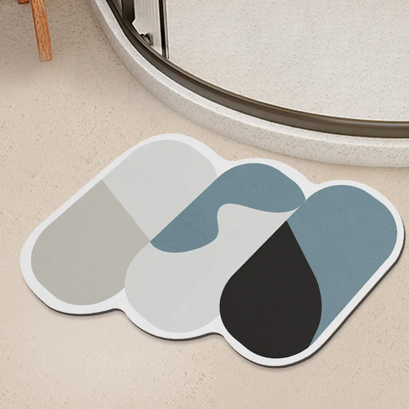 

Modern Abstract Design Diatom Mud Bathroom Soft Floor Mat Toilet Absorbent Foot Mat Non-Slip Mat Bathroom Carpet Drain Mat