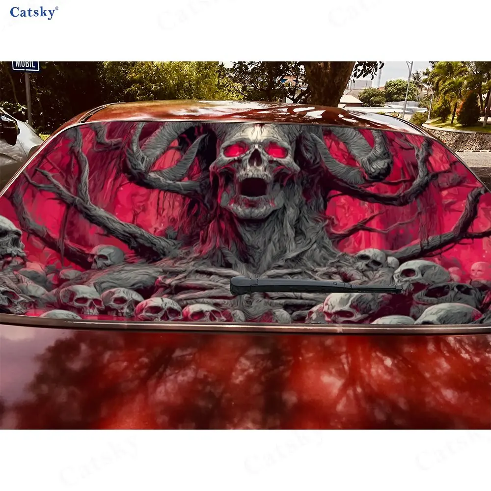 ملصق نافذة السيارة الخلفي المقاوم للماء ذاتي اللصق من مادة PVC على شكل هيكل عظمي من الدم، سهل اللصق دون السقوط، وات #5