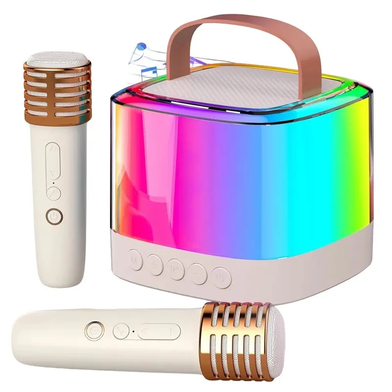 B68C Portable Bluetooth Speaker Mini Karaoke Machine With 2 Wireless Microphones For Home Party Music Player