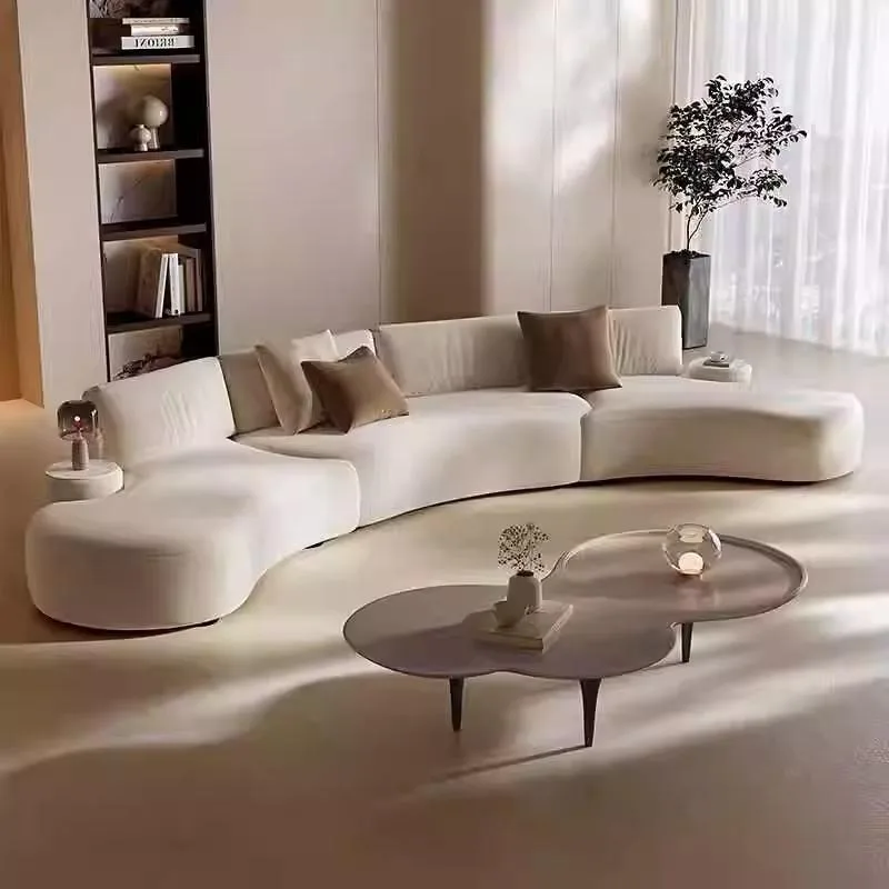

Italian minimalist special-shaped curved fabric sofa villa club small apartment living